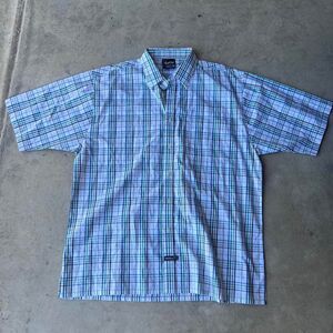 South Pole White Plaid Button Up Green blue Mens size XXL y2k